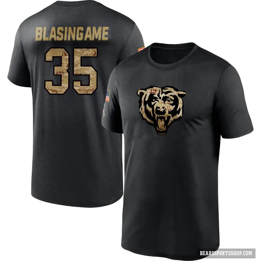 Men's ＃35 Khari Blasingame Chicago Bears Black 2020 Salute To Service Performance T-Shirt