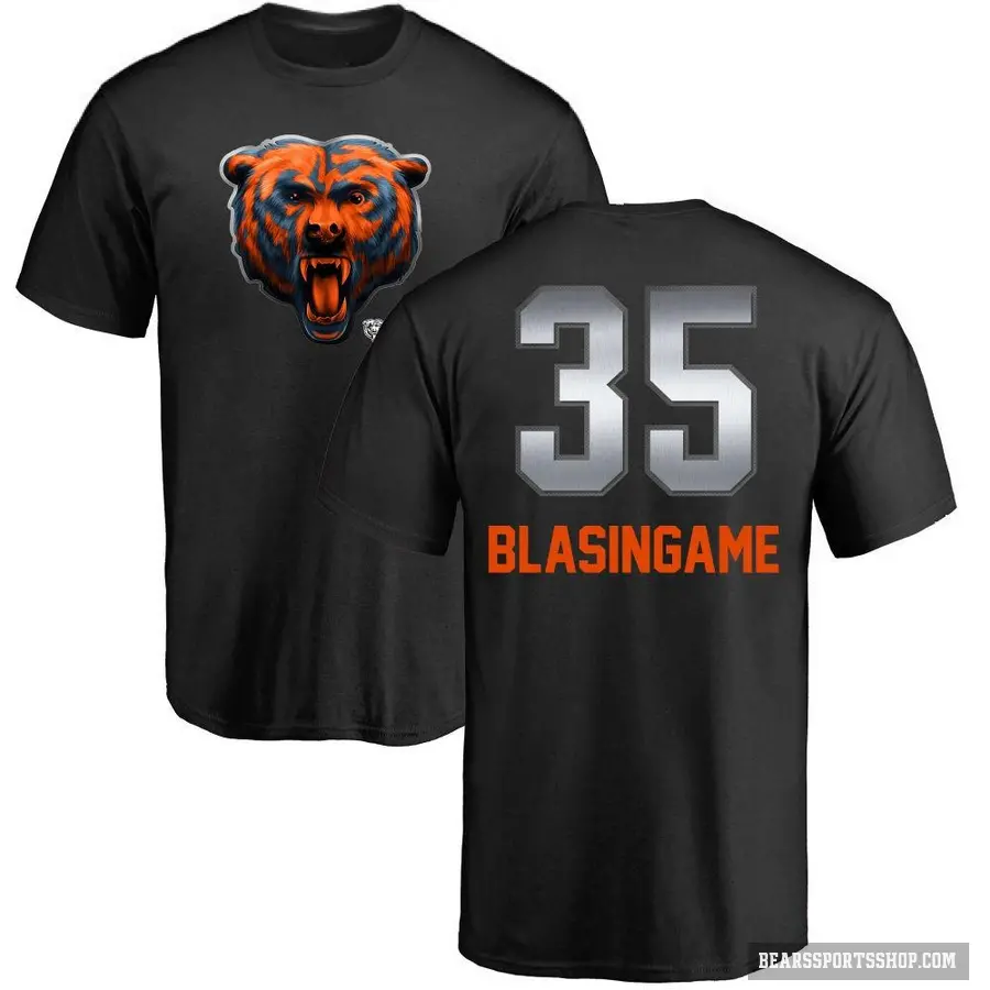 Men's ＃35 Khari Blasingame Chicago Bears Black Midnight Mascot T-Shirt