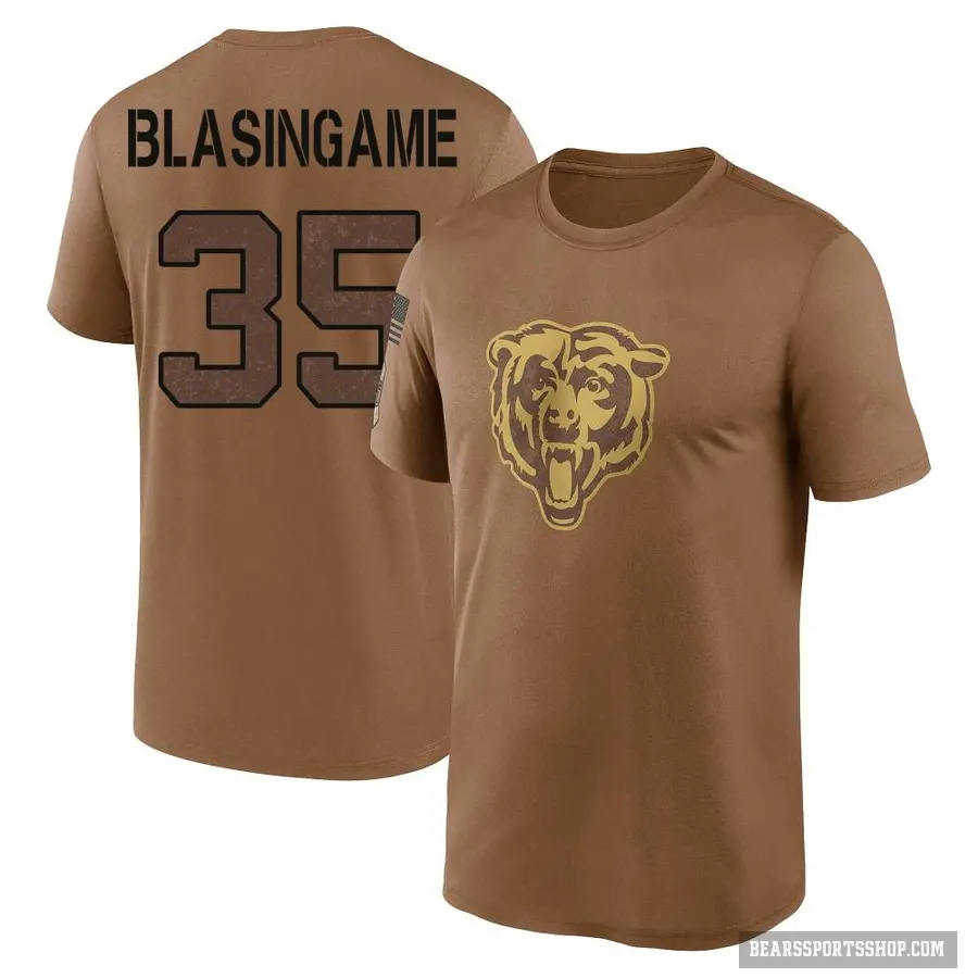 Men's ＃35 Khari Blasingame Chicago Bears Brown 2023 Salute To Service Performance T-Shirt