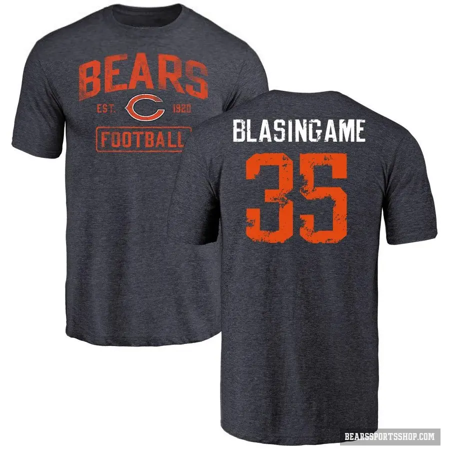 Men's ＃35 Khari Blasingame Chicago Bears Navy Distressed T-Shirt