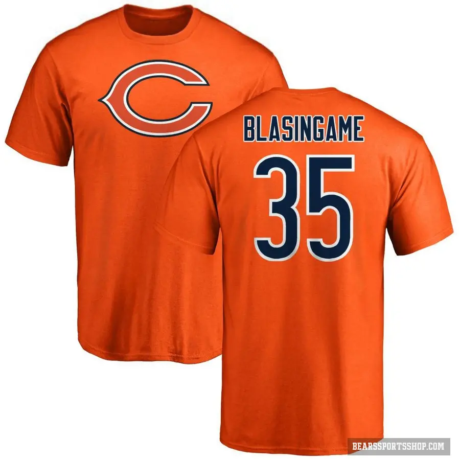 Men's ＃35 Khari Blasingame Chicago Bears Orange Logo T-Shirt