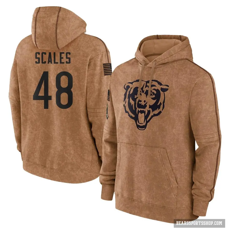 Men's ＃48 Patrick Scales Chicago Bears Brown 2023 Salute To Service Club Pullover Hoodie