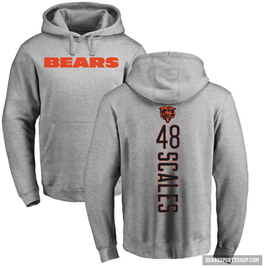 Men's ＃48 Patrick Scales Chicago Bears Pro Line Ash Backer Pullover Hoodie