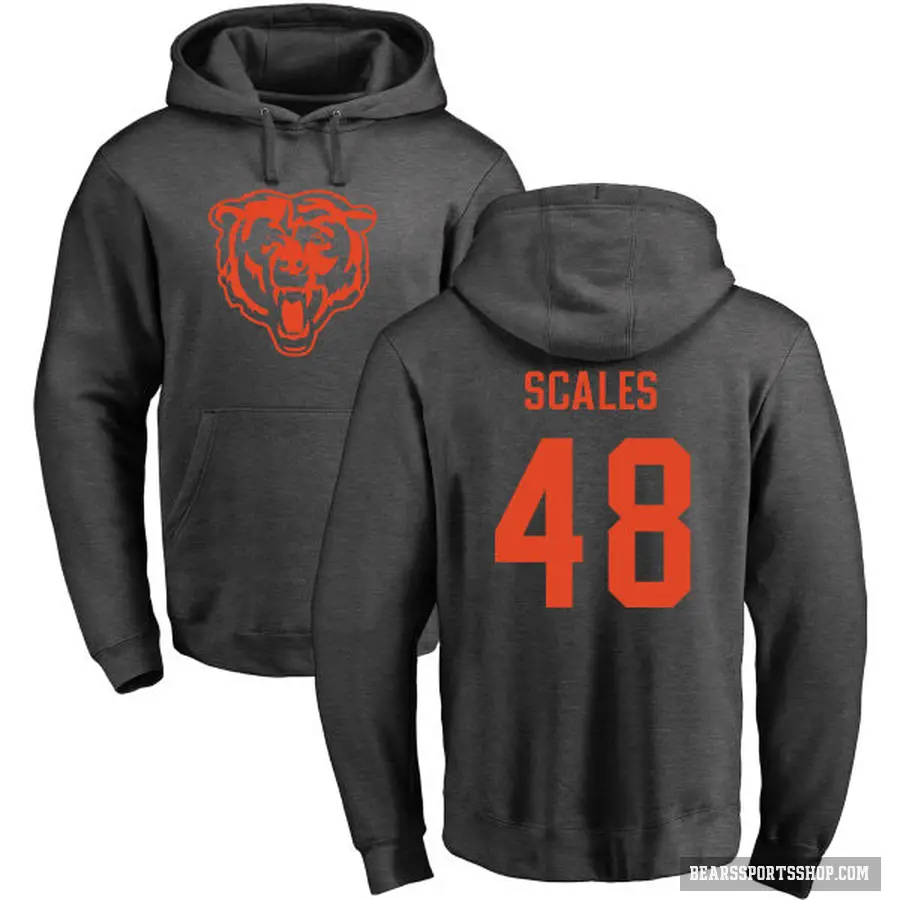 Men's ＃48 Patrick Scales Chicago Bears Pro Line by Branded Ash One Color Pullover Hoodie