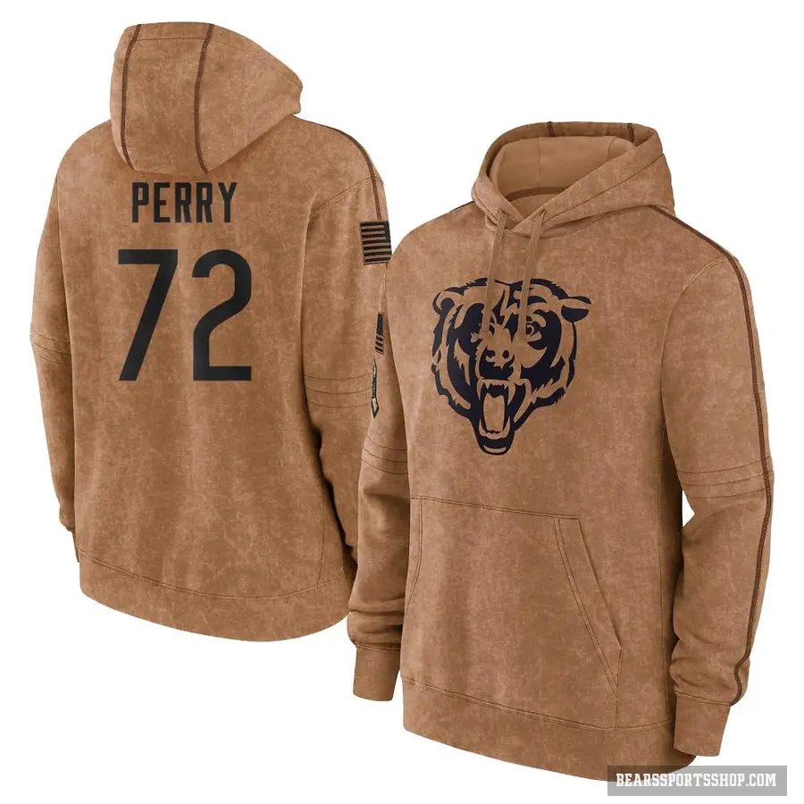 Men's ＃72 William Perry Chicago Bears Brown 2023 Salute To Service Club Pullover Hoodie