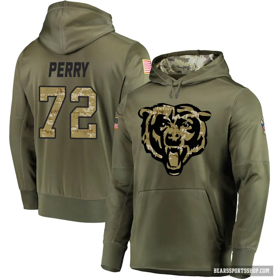 Men's ＃72 William Perry Chicago Bears Olive Salute to Service Pullover Hoodie