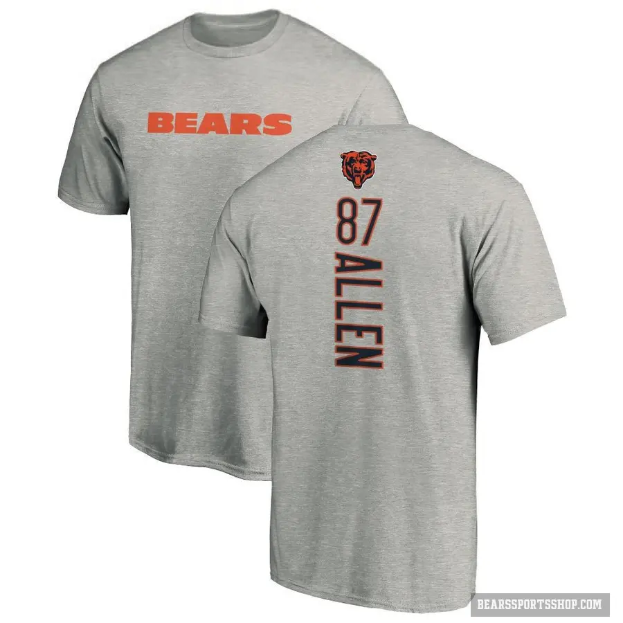 Men's ＃87 Chase Allen Chicago Bears Ash Backer T-Shirt