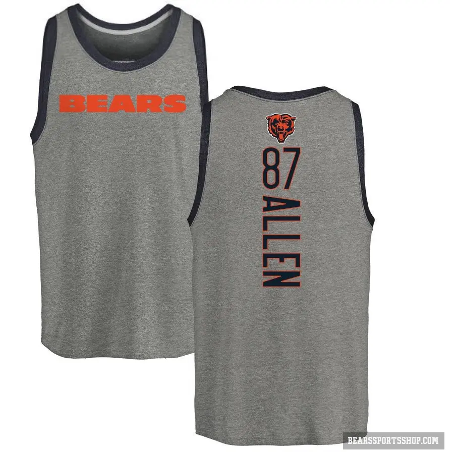 Men's ＃87 Chase Allen Chicago Bears Ash Backer Tank Top