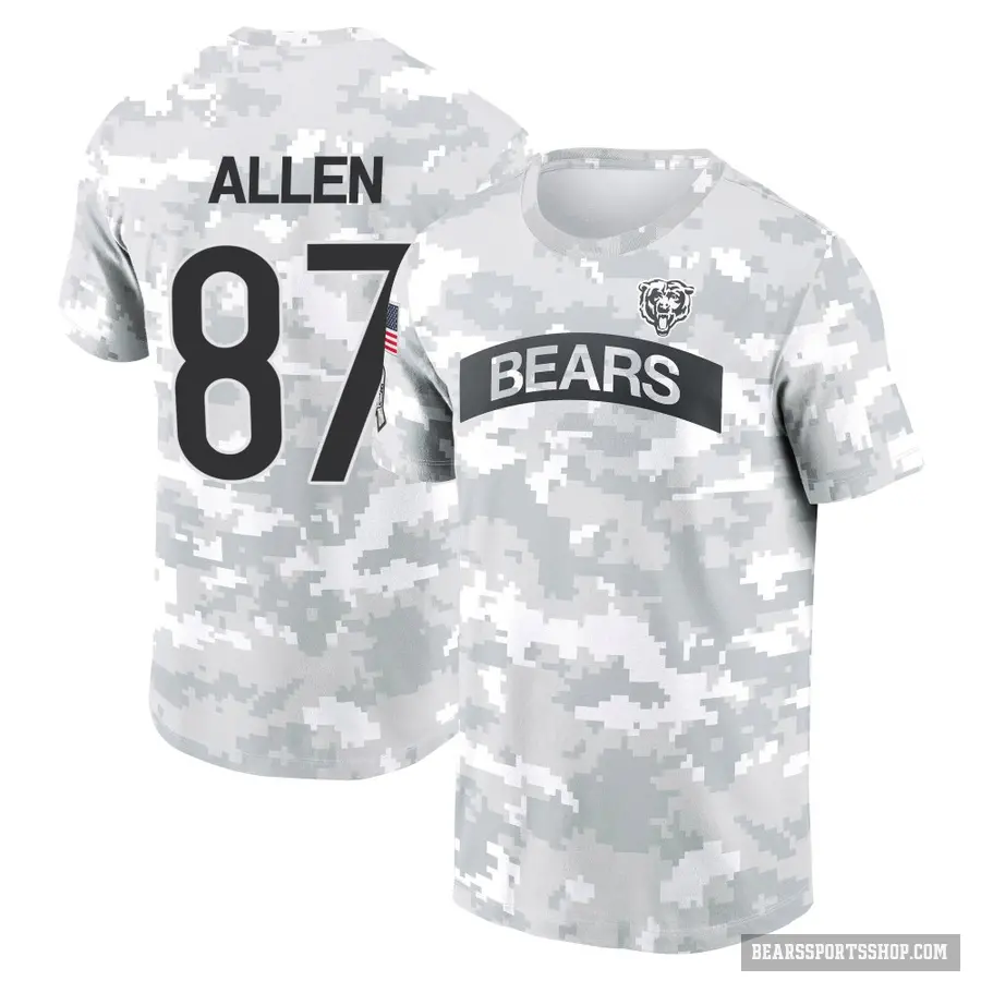 Men's ＃87 Chase Allen Chicago Bears Camo Arctic 2024 Salute to Service Performance T-Shirt