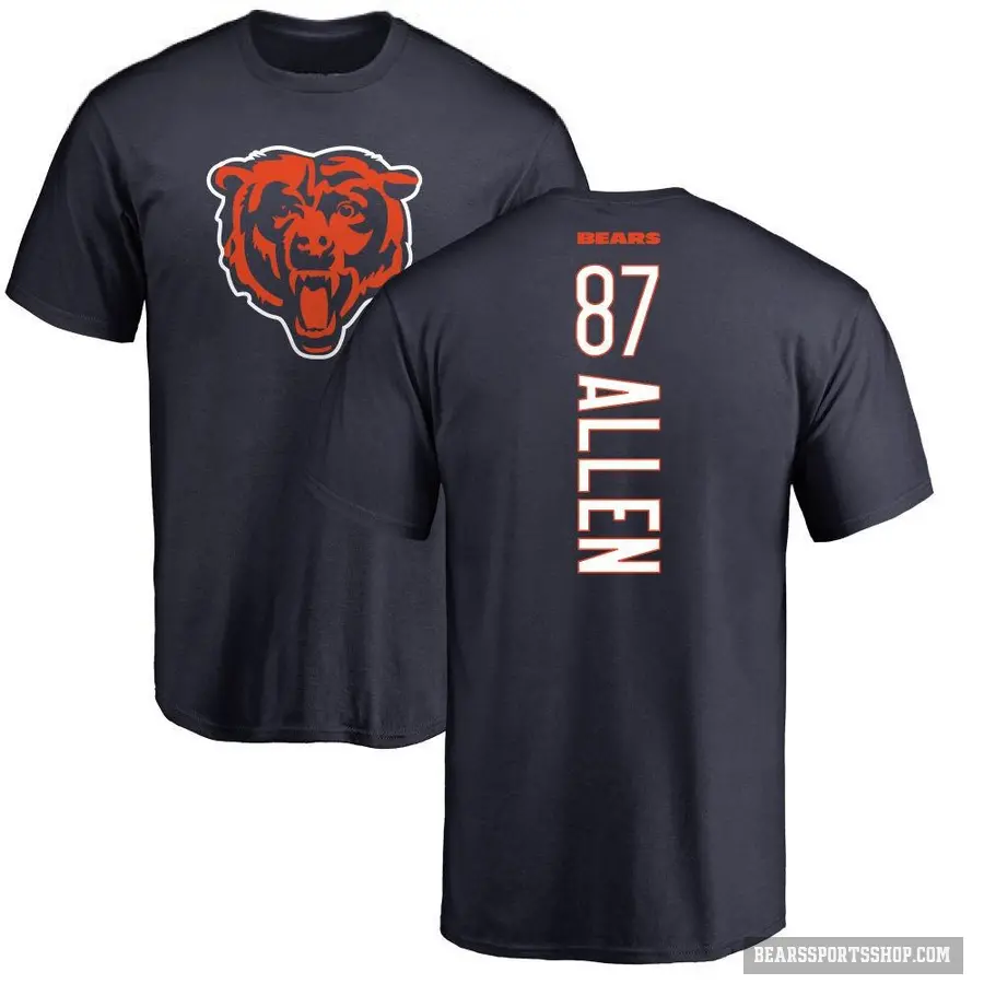 Men's ＃87 Chase Allen Chicago Bears Navy Backer T-Shirt