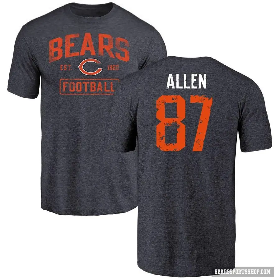 Men's ＃87 Chase Allen Chicago Bears Navy Distressed T-Shirt