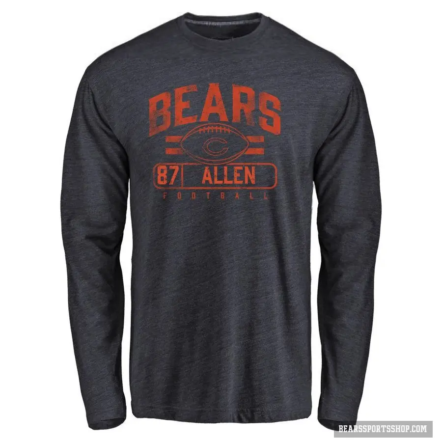 Men's ＃87 Chase Allen Chicago Bears Navy Flanker Long Sleeve T-Shirt