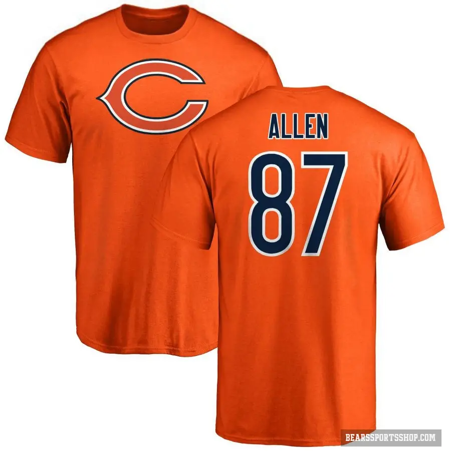 Men's ＃87 Chase Allen Chicago Bears Orange Logo T-Shirt