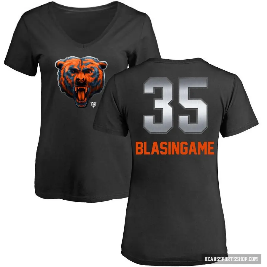 Women's ＃35 Khari Blasingame Chicago Bears Black Midnight Mascot T-Shirt