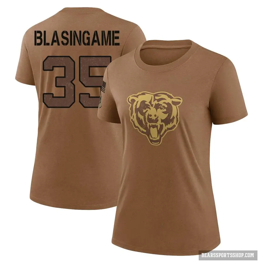 Women's ＃35 Khari Blasingame Chicago Bears Brown 2023 Salute To Service Performance T-Shirt