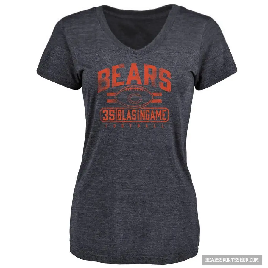 Women's ＃35 Khari Blasingame Chicago Bears Navy Flanker T-Shirt