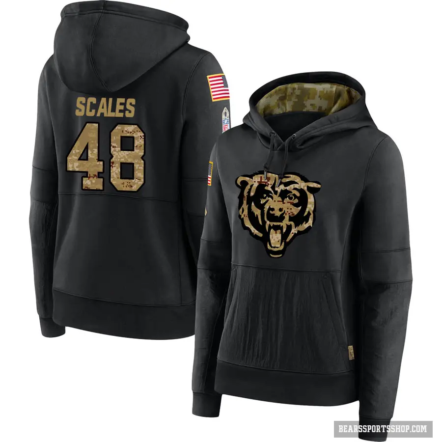 Women's ＃48 Patrick Scales Chicago Bears Black 2020 Salute to Service Sideline Performance Pullover Hoodie