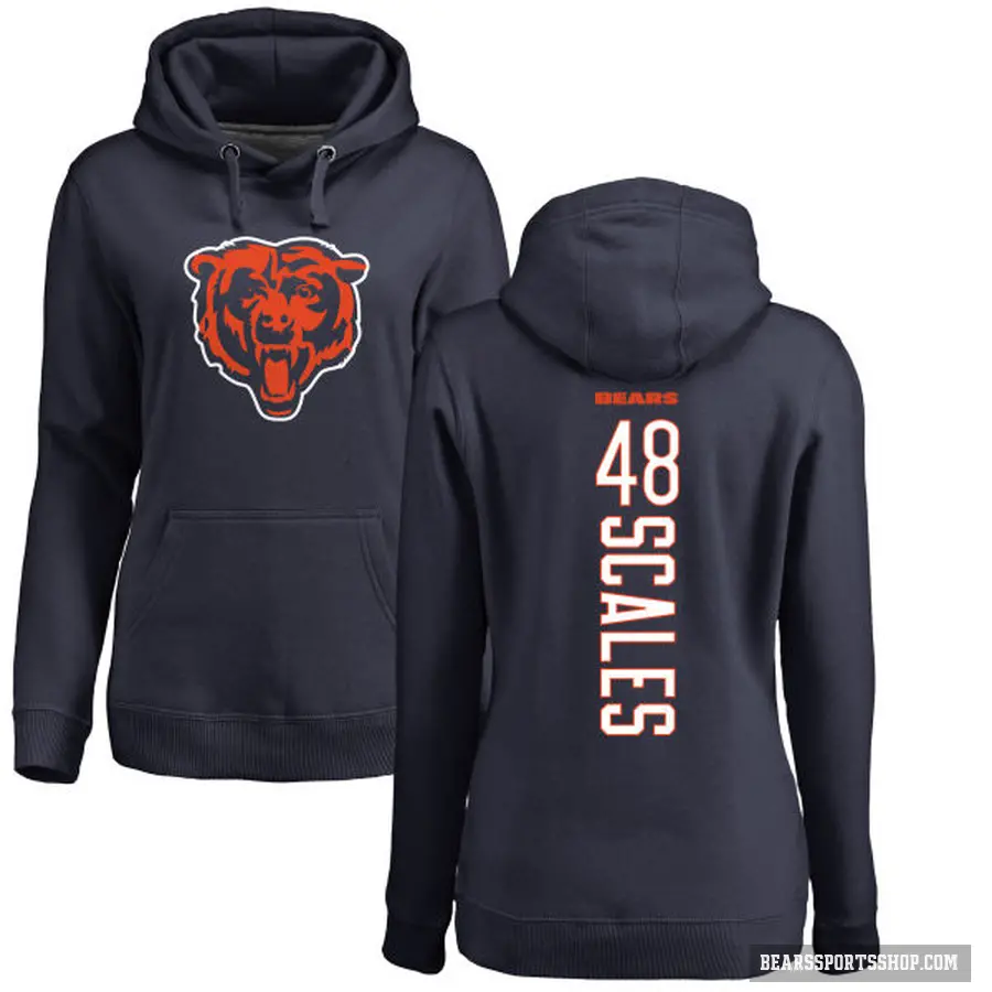 Women's ＃48 Patrick Scales Chicago Bears Navy Pro Line Backer Pullover Hoodie