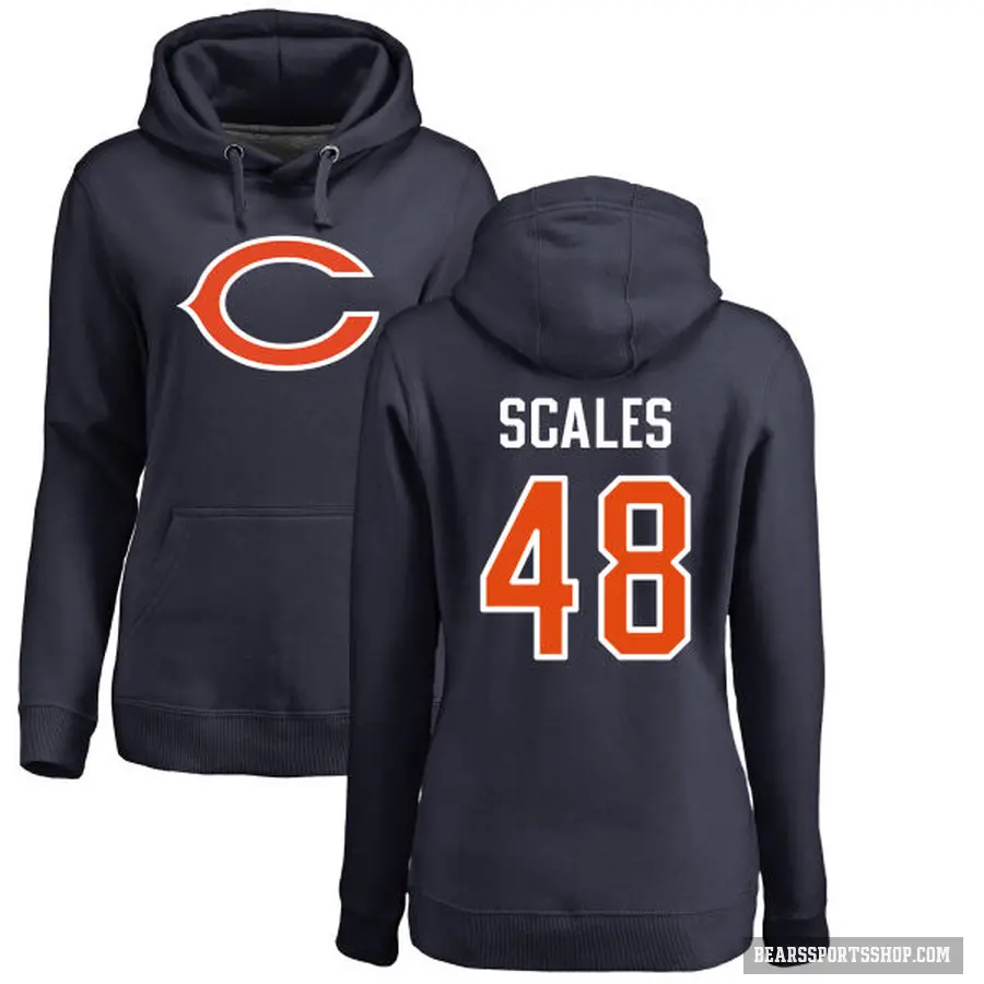 Women's ＃48 Patrick Scales Chicago Bears Navy Pro Line Logo Pullover Hoodie