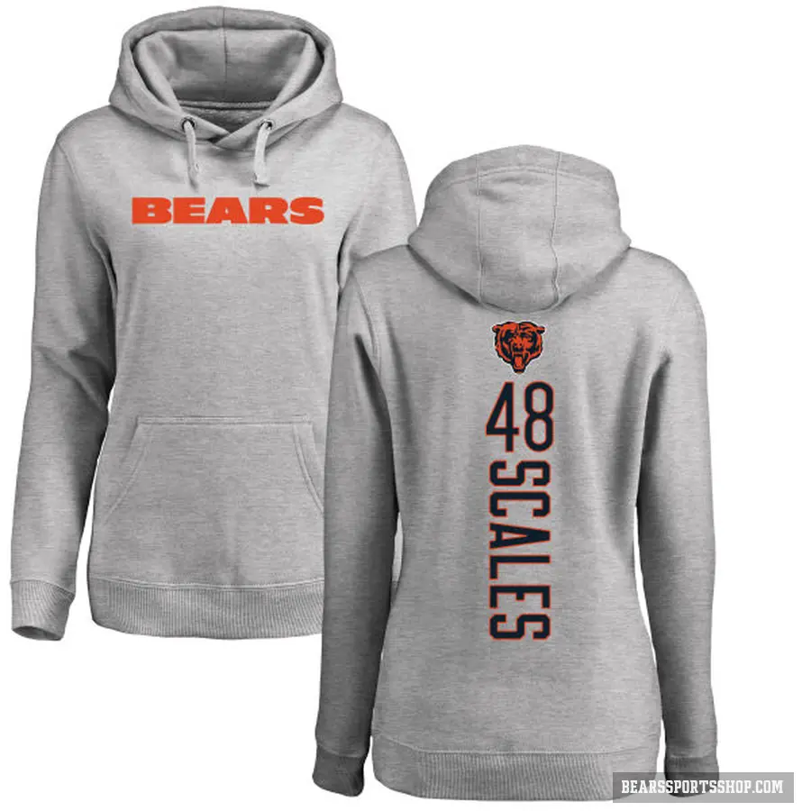 Women's ＃48 Patrick Scales Chicago Bears Pro Line Ash Backer Pullover Hoodie