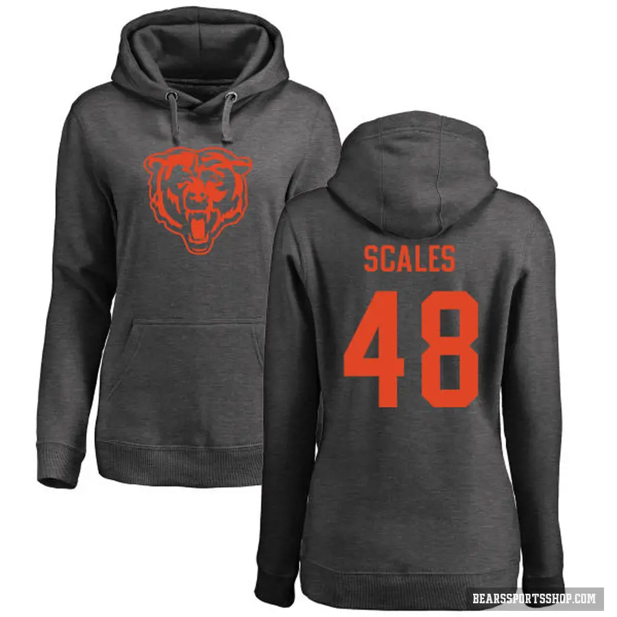 Women's ＃48 Patrick Scales Chicago Bears Pro Line by Branded Ash One Color Pullover Hoodie