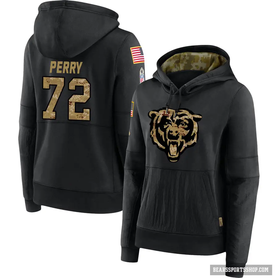 Women's ＃72 William Perry Chicago Bears Black 2020 Salute to Service Sideline Performance Pullover Hoodie