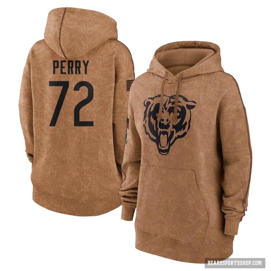 Women's ＃72 William Perry Chicago Bears Brown 2023 Salute To Service Pullover Hoodie