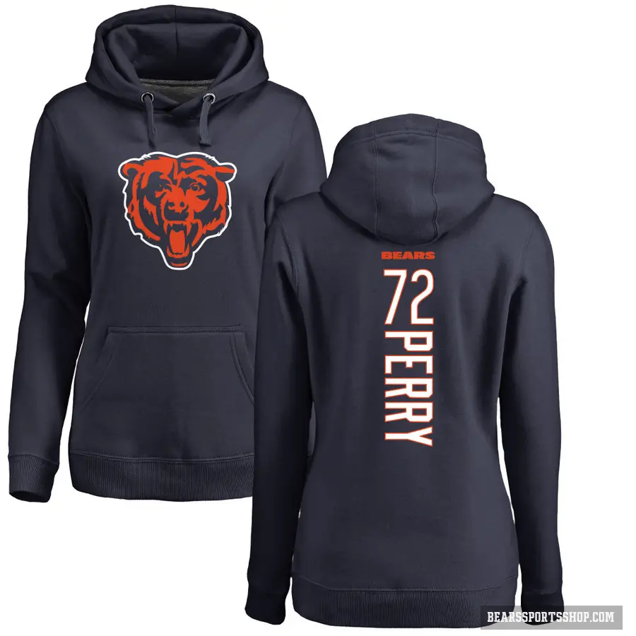 Women's ＃72 William Perry Chicago Bears Navy Pro Line Backer Pullover Hoodie