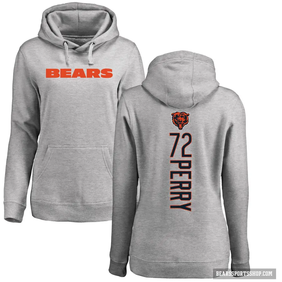 Women's ＃72 William Perry Chicago Bears Pro Line Ash Backer Pullover Hoodie