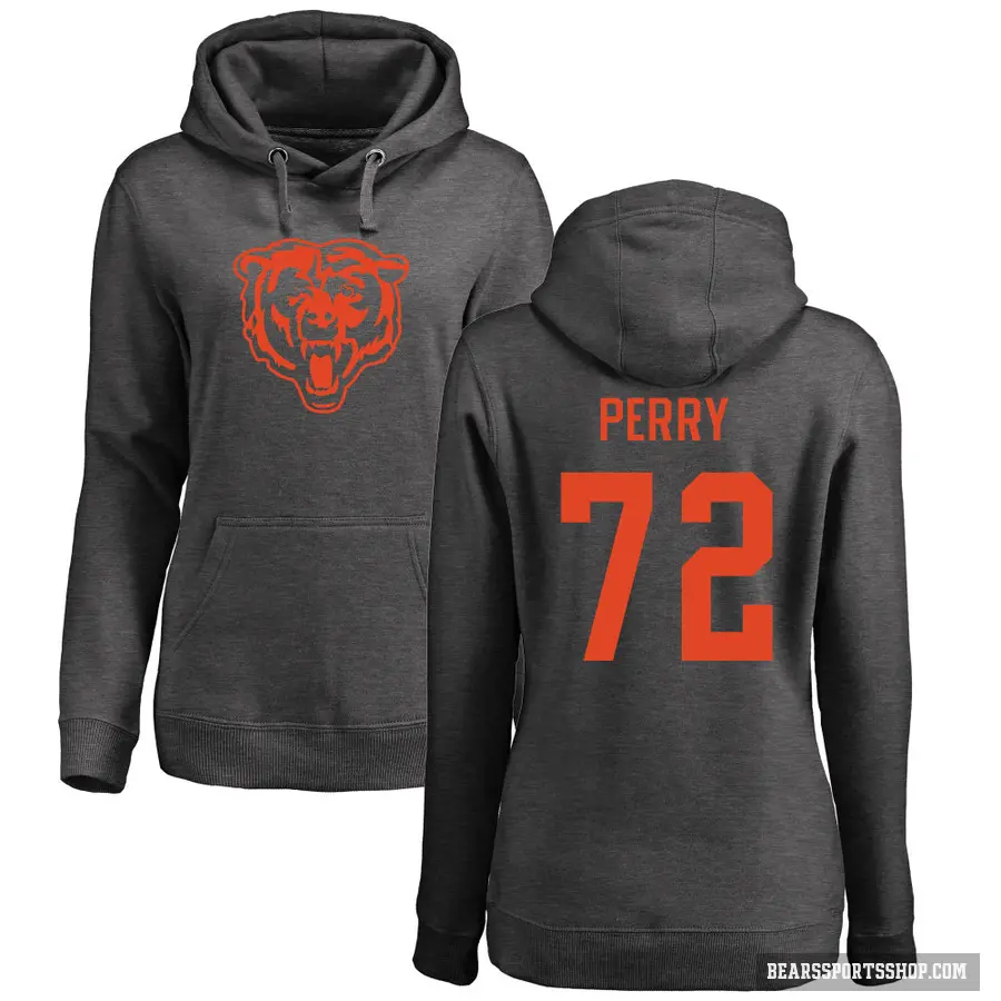 Women's ＃72 William Perry Chicago Bears Pro Line by Branded Ash One Color Pullover Hoodie