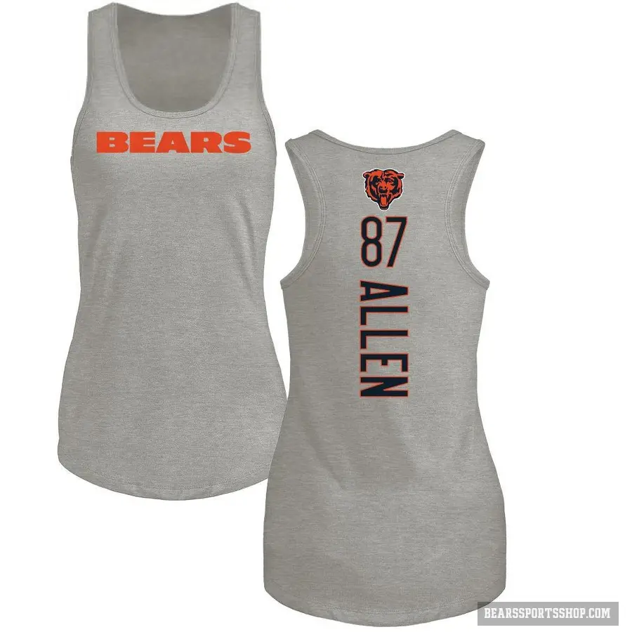 Women's ＃87 Chase Allen Chicago Bears Ash Backer Tank Top