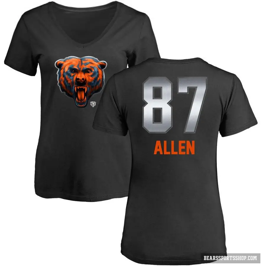 Women's ＃87 Chase Allen Chicago Bears Black Midnight Mascot T-Shirt