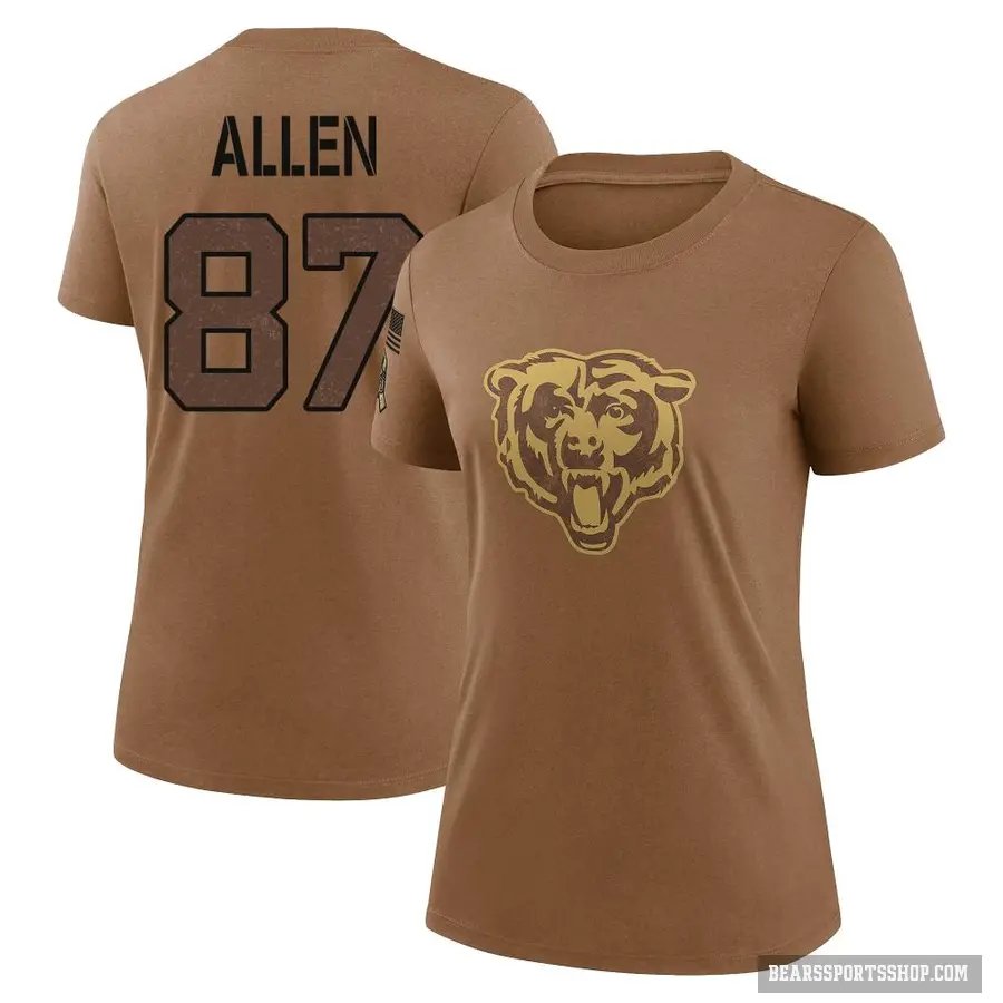 Women's ＃87 Chase Allen Chicago Bears Brown 2023 Salute To Service Performance T-Shirt