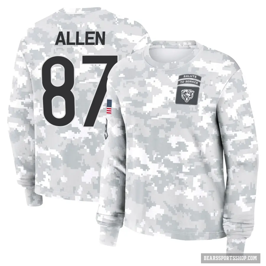 Women's ＃87 Chase Allen Chicago Bears Camo Arctic 2024 Salute to Service Long Sleeve T-Shirt