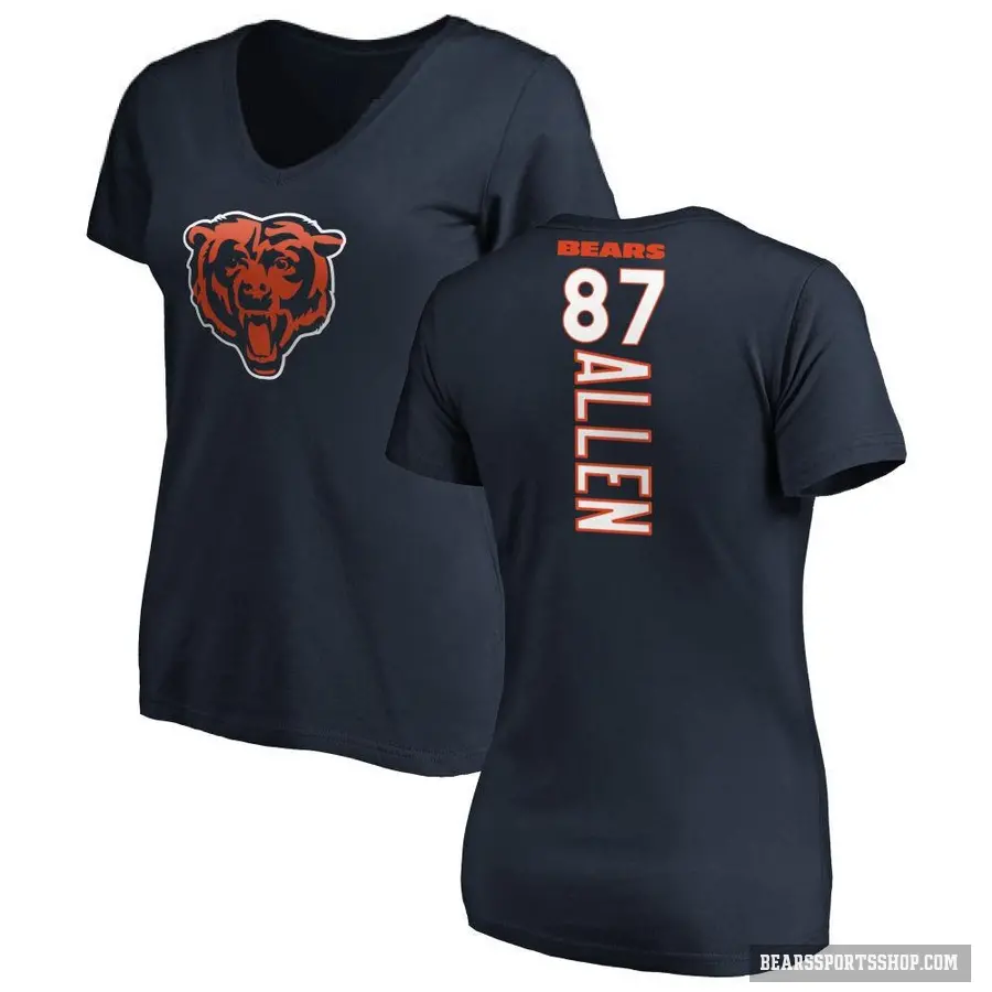 Women's ＃87 Chase Allen Chicago Bears Navy Backer Slim Fit T-Shirt