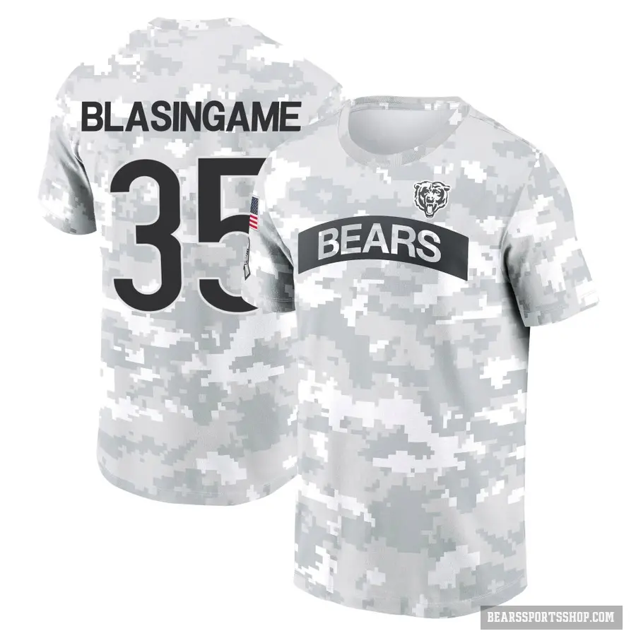 Youth ＃35 Khari Blasingame Chicago Bears Camo Arctic 2024 Salute to Service Performance T-Shirt