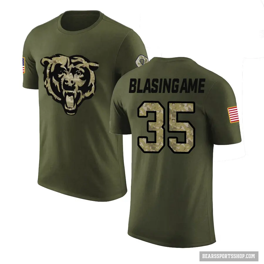 Youth ＃35 Khari Blasingame Chicago Bears Olive Salute to Service T-Shirt