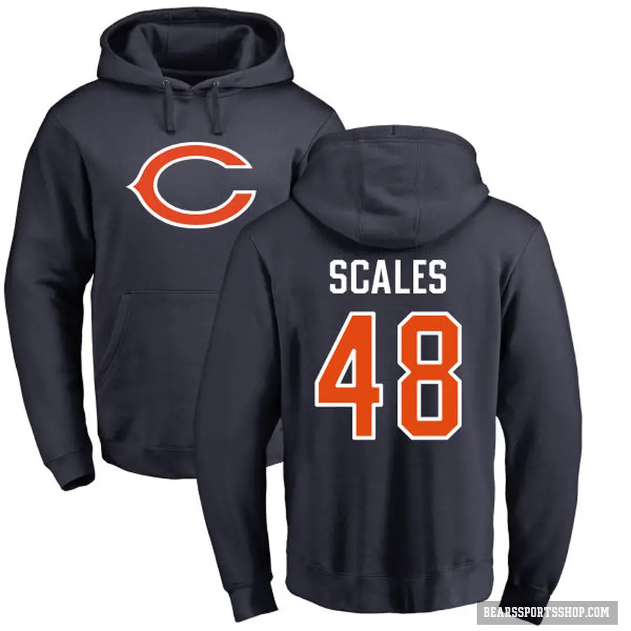 Youth ＃48 Patrick Scales Chicago Bears Navy Pro Line Logo Pullover Hoodie