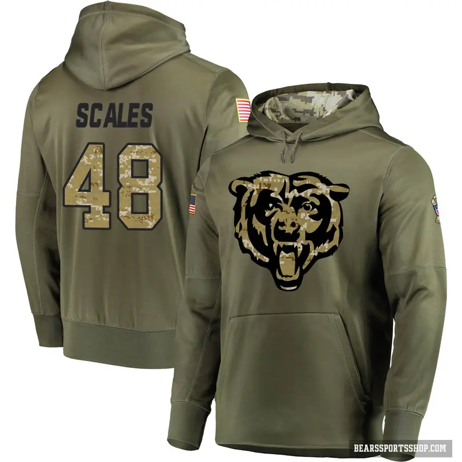 Youth ＃48 Patrick Scales Chicago Bears Olive Salute to Service Pullover Hoodie