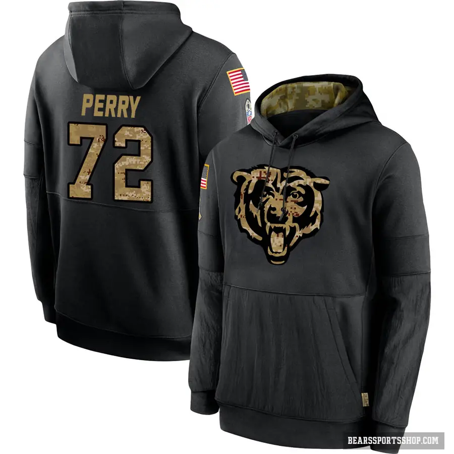 Youth ＃72 William Perry Chicago Bears Black 2020 Salute to Service Sideline Performance Pullover Hoodie