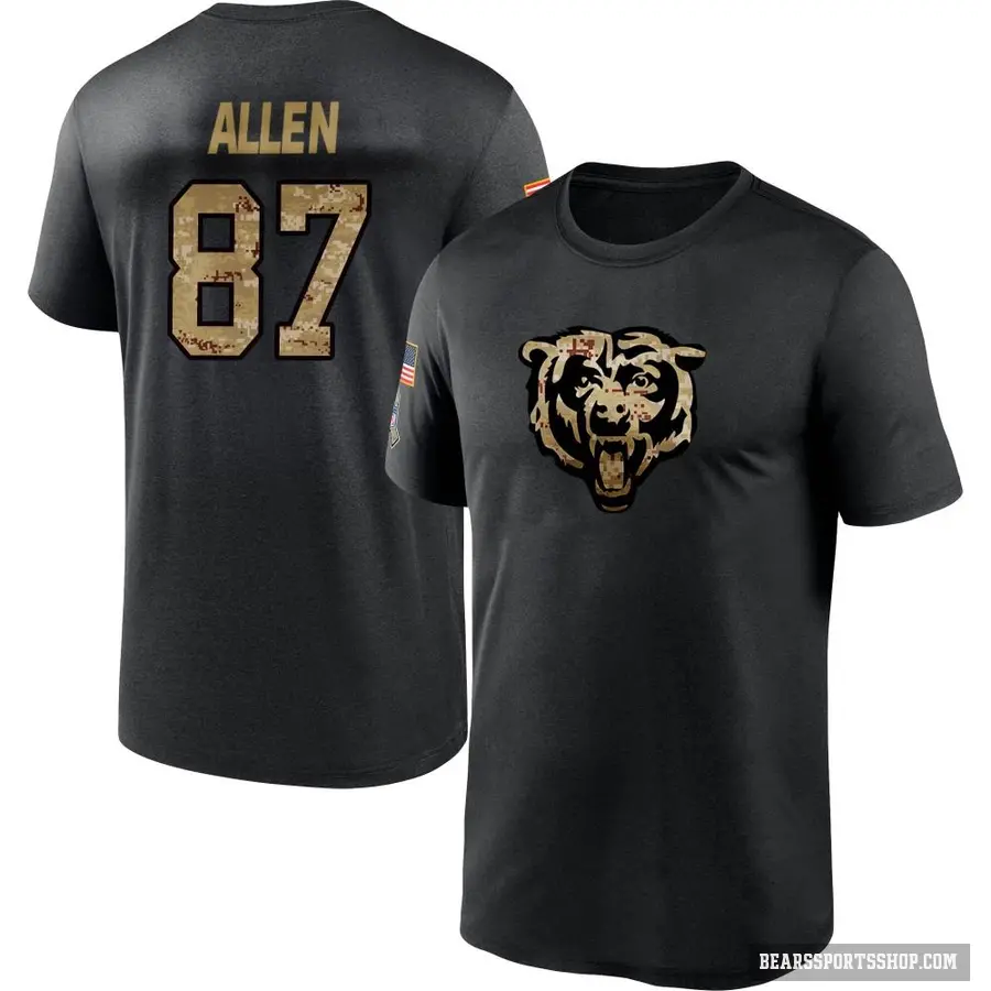 Youth ＃87 Chase Allen Chicago Bears Black 2020 Salute To Service Performance T-Shirt