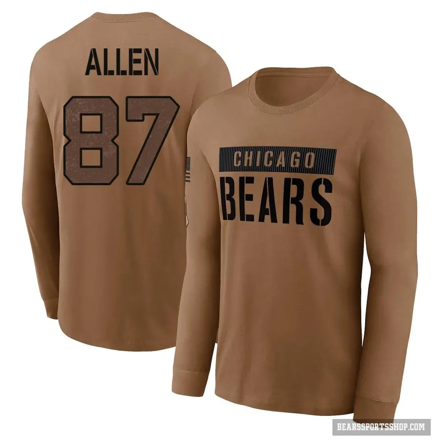 Youth ＃87 Chase Allen Chicago Bears Brown 2023 Salute To Service Long Sleeve T-Shirt