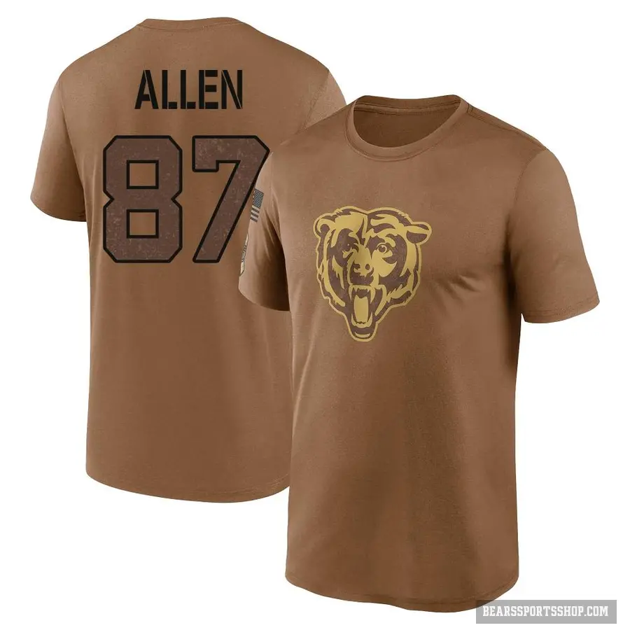 Youth ＃87 Chase Allen Chicago Bears Brown 2023 Salute To Service Performance T-Shirt