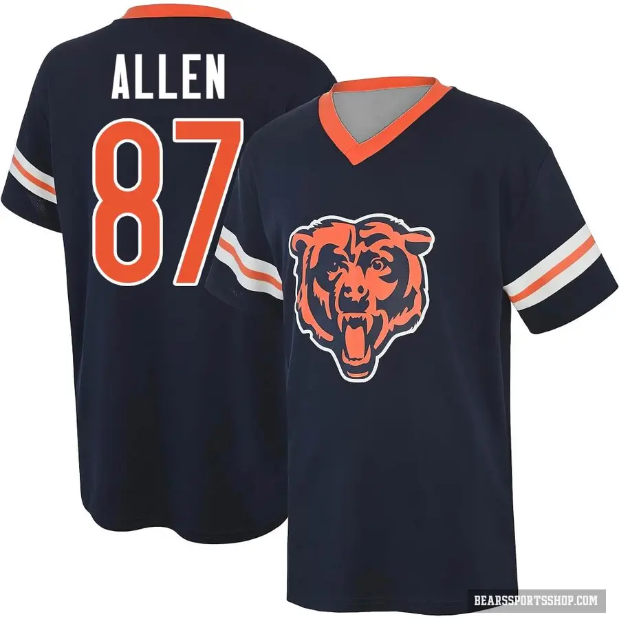 Youth ＃87 Chase Allen Chicago Bears Navy Game Day V-Neck T-Shirt