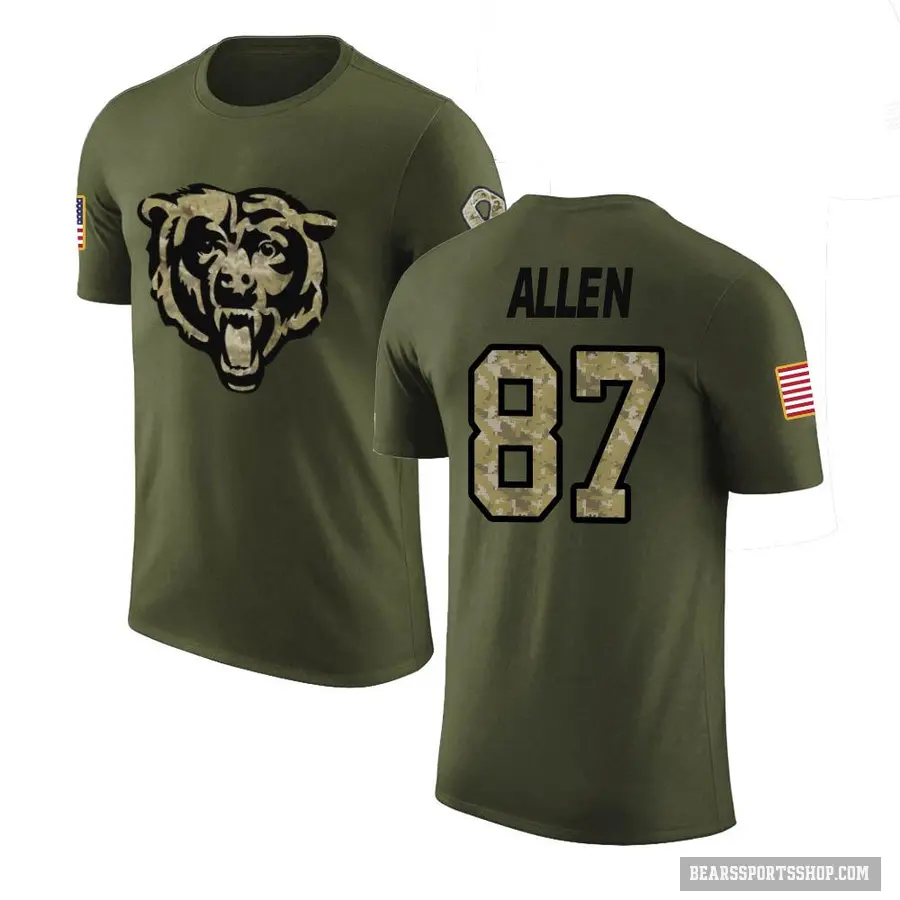 Youth ＃87 Chase Allen Chicago Bears Olive Salute to Service T-Shirt