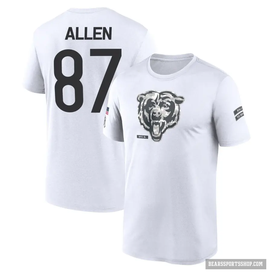 Youth ＃87 Chase Allen Chicago Bears White 2024 Salute to Service Performance T-Shirt